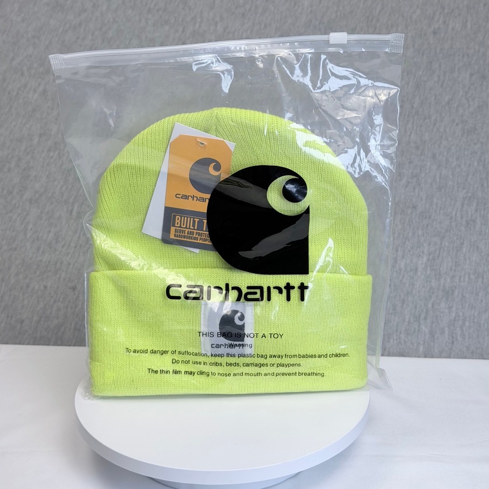 Carhartt A18 Acrylic Watch Hat Beanie Brite Lime Neon Yellow Cuffed Knit Cap NEW